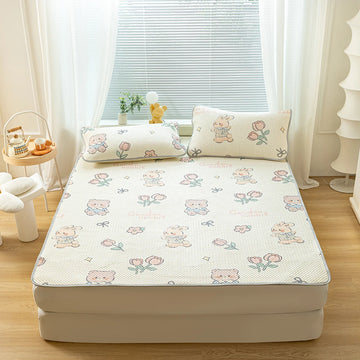 Qfdian Waterproof Breathable Quilted Mattress Protector Soft Hypoallergenic Cover Fitted Sheet Anti Mite Antibacterial